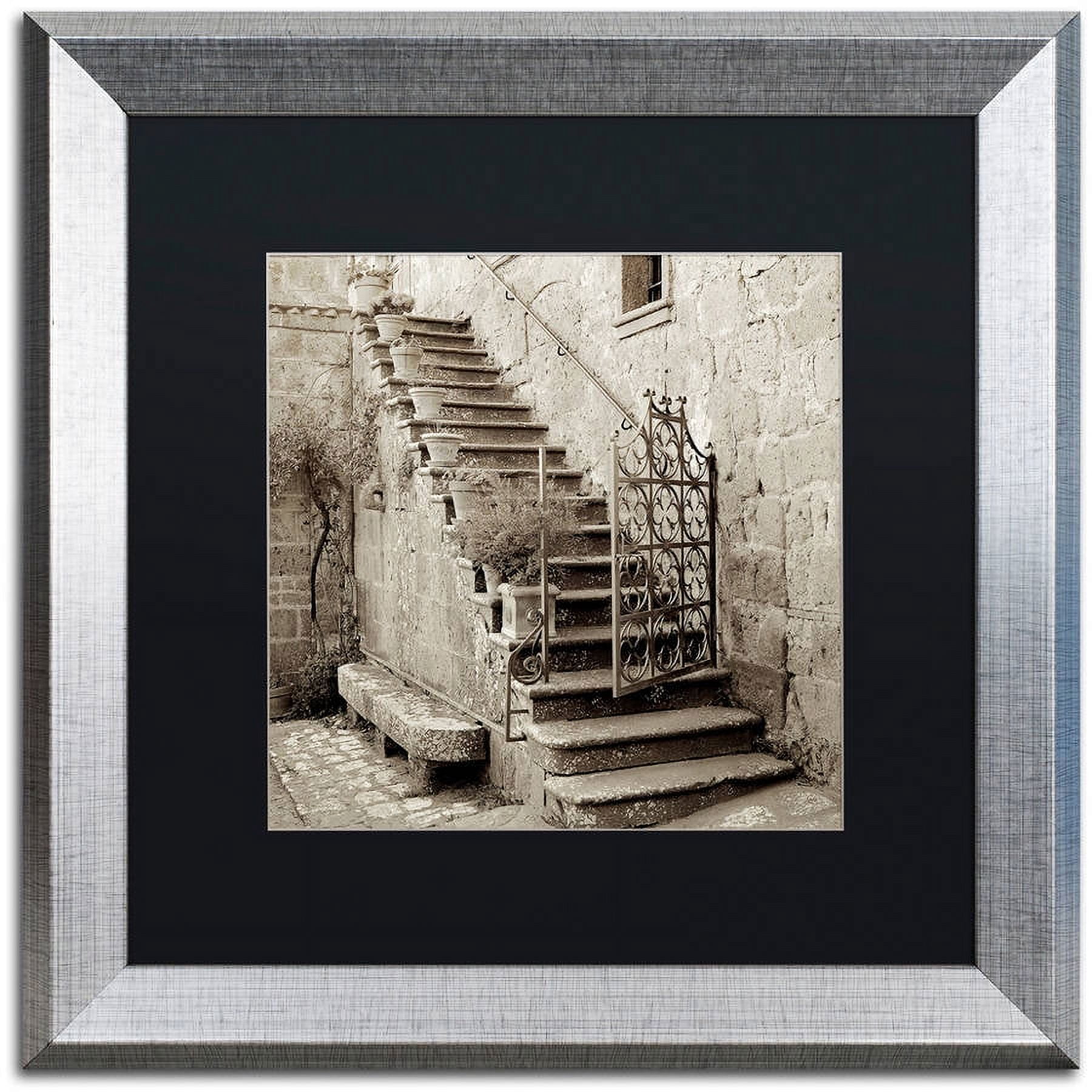 Trademark Fine Art "Umbria Scala I" Canvas Art by Alan Blaustein, Black Matte, Silver Frame