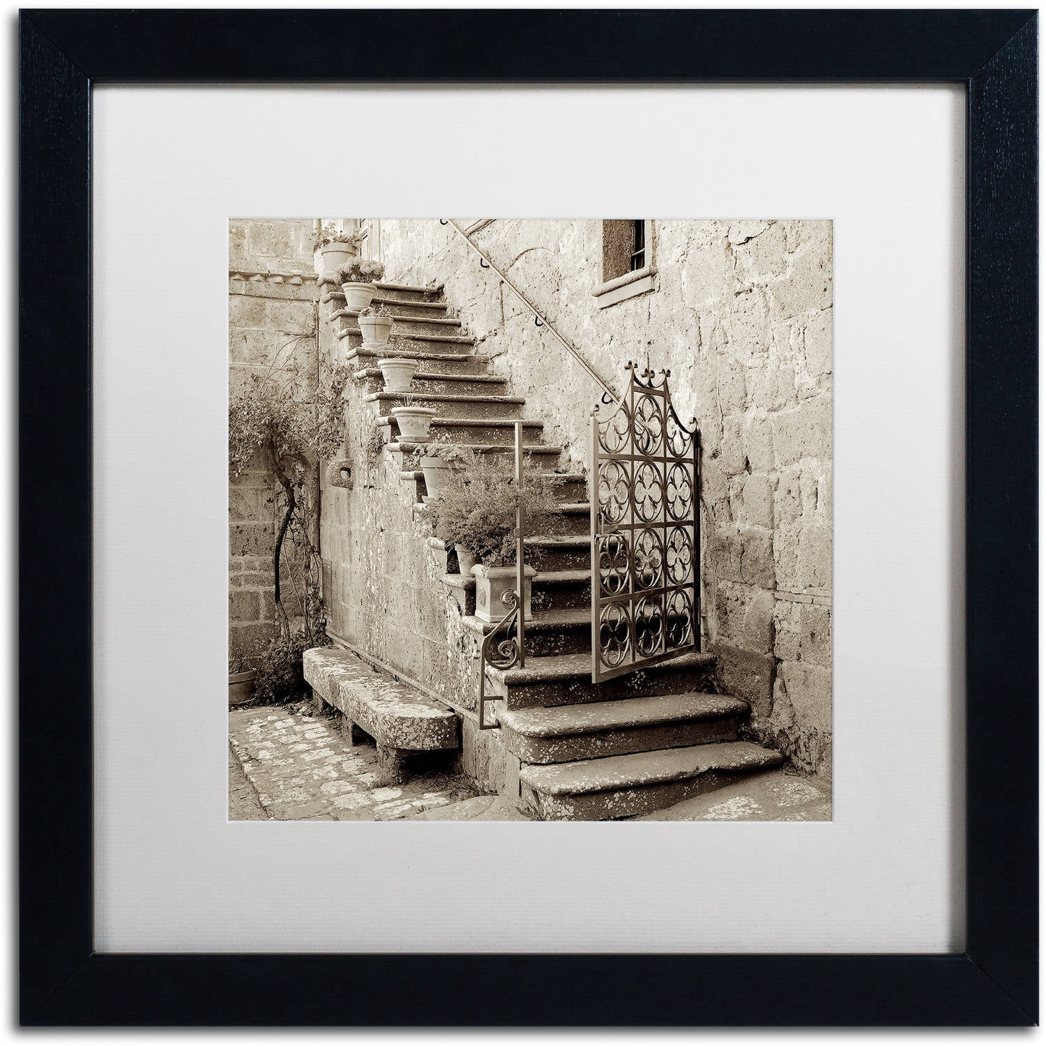 Trademark Fine Art "Umbria Scala I" Canvas Art by Alan Blaustein, White Matte, Black Frame