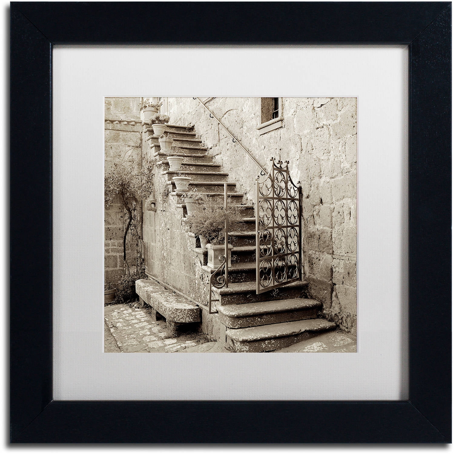 Trademark Fine Art "Umbria Scala I" Canvas Art by Alan Blaustein, White Matte, Black Frame