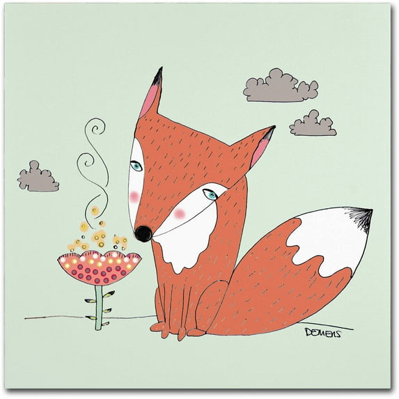 Trademark Fine Art "Un Renard Dans La Cours" Canvas Art by Sylvie Demers