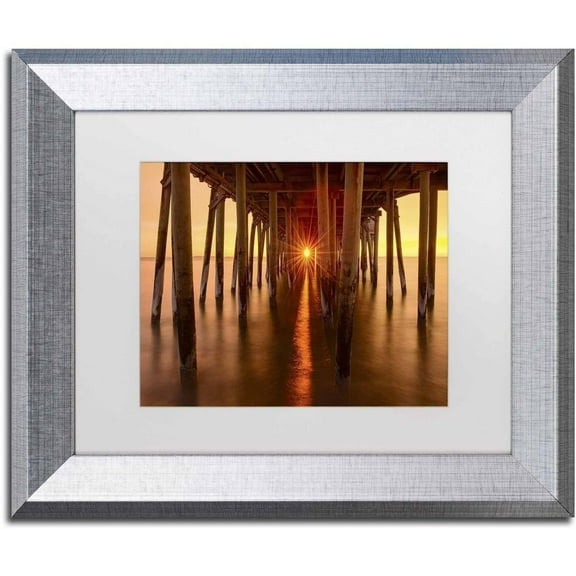 Trademark Fine Art 'Under the Pier' Canvas Art by Michael Blanchette Photography, White Matte, Silver Frame