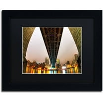 Trademark Fine Art "Under the Queensboro Bridge" Canvas Art by David Ayash Black Matte, Black Frame