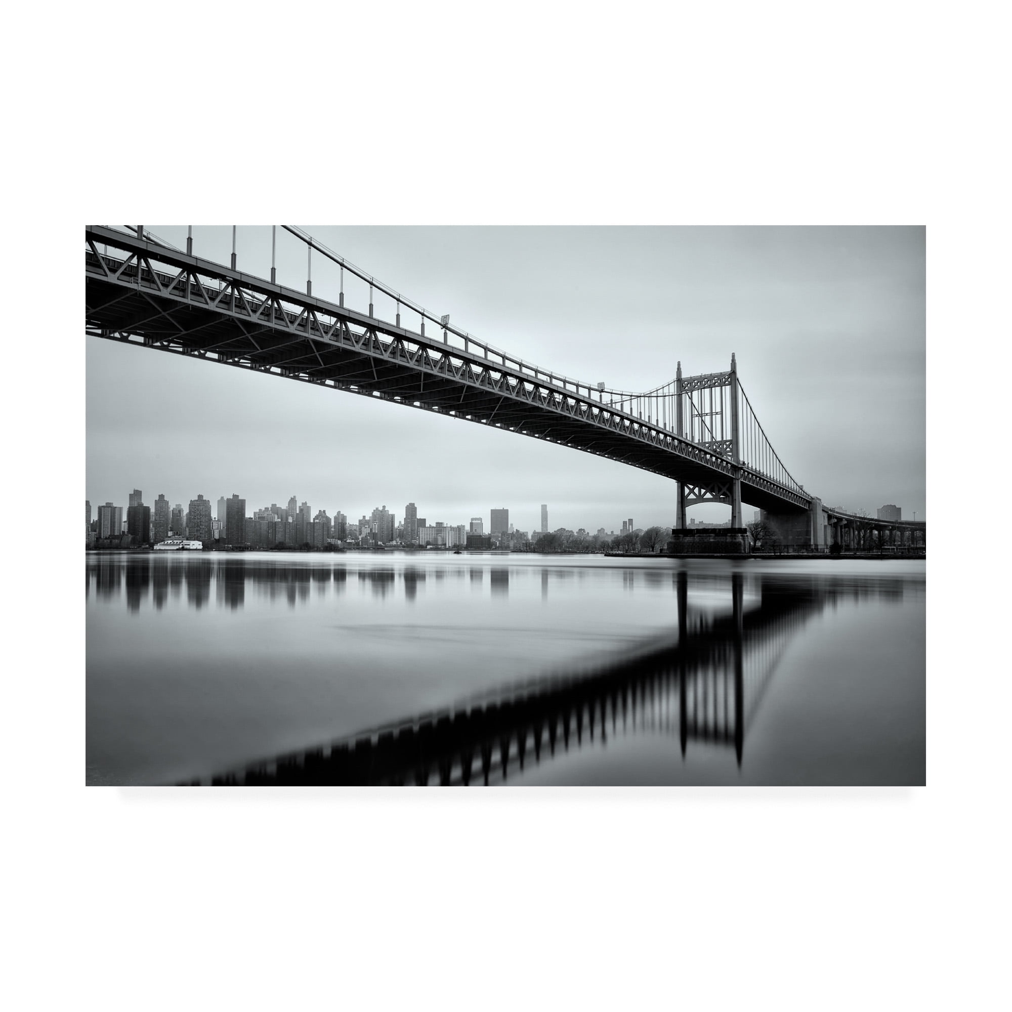 Trademark Fine Art 'Under the RFK Bridge B&W' Canvas Art by David Ayash