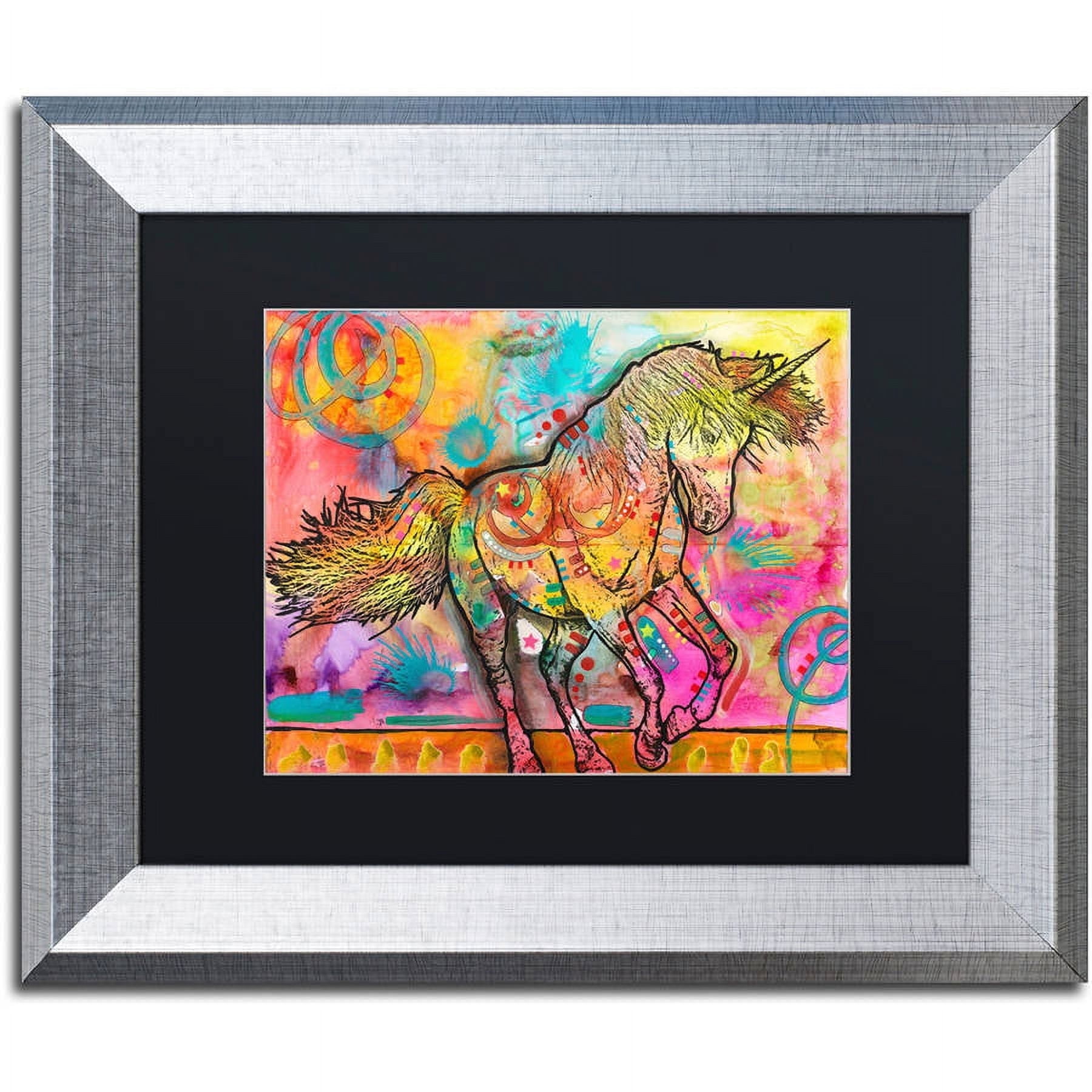Trademark Fine Art "Unicorn" Canvas Art by Dean Russo, Black Matte, Silver Frame