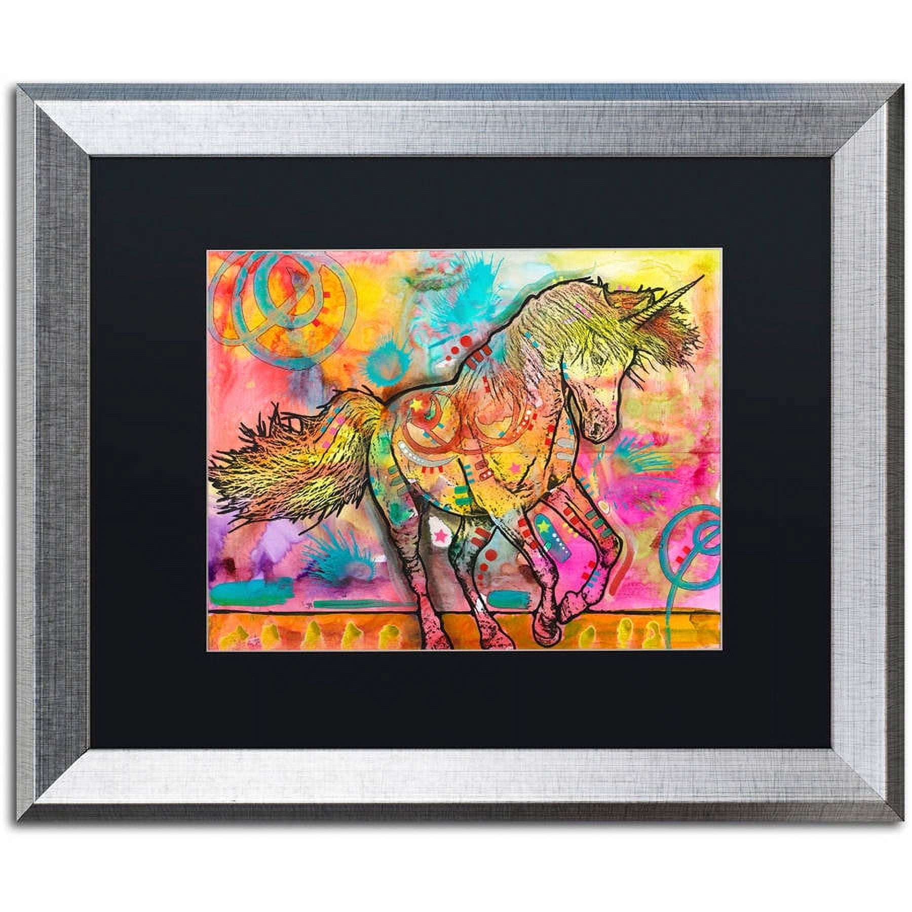 Trademark Fine Art "Unicorn" Canvas Art by Dean Russo, Black Matte, Silver Frame