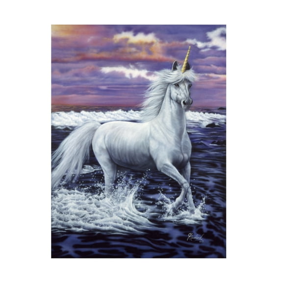 Trademark Fine Art Jenny Newland Unicorn Canvas Wall Art - 24x32