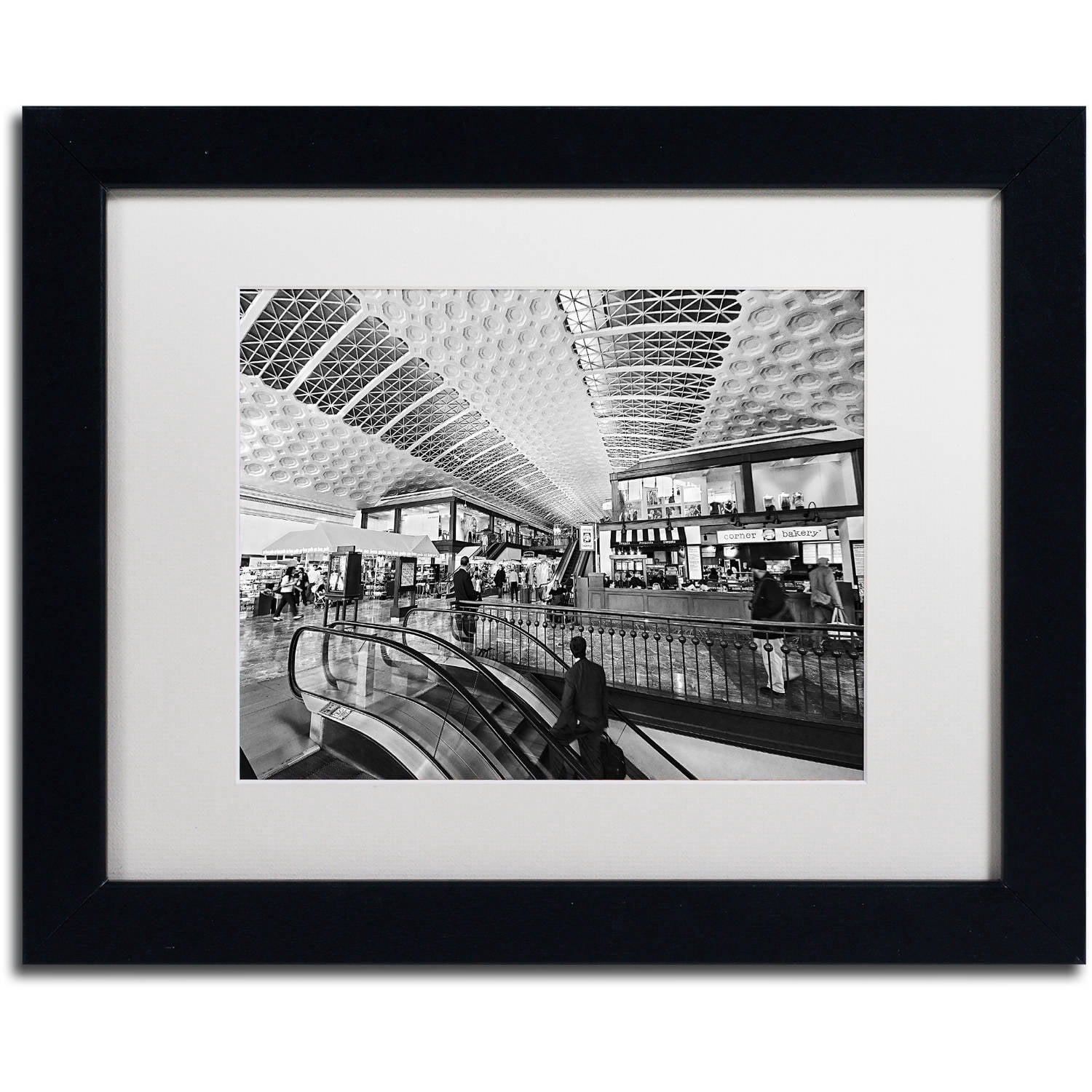 Trademark Fine Art "Union Station-Shops" Canvas Art by Gregory O'Hanlon, White Matte, Black Frame