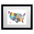 thumbnail image 1 of Trademark Fine Art 'United States Typography Map 2' Canvas Art by Michael Tompsett, White Matte, Black Frame, 1 of 4