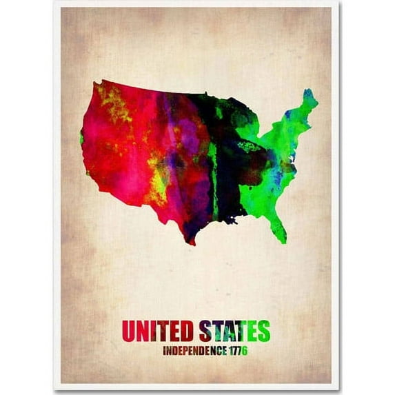 Trademark Fine Art "United States Watercolor Map" Canvas Art by Naxart