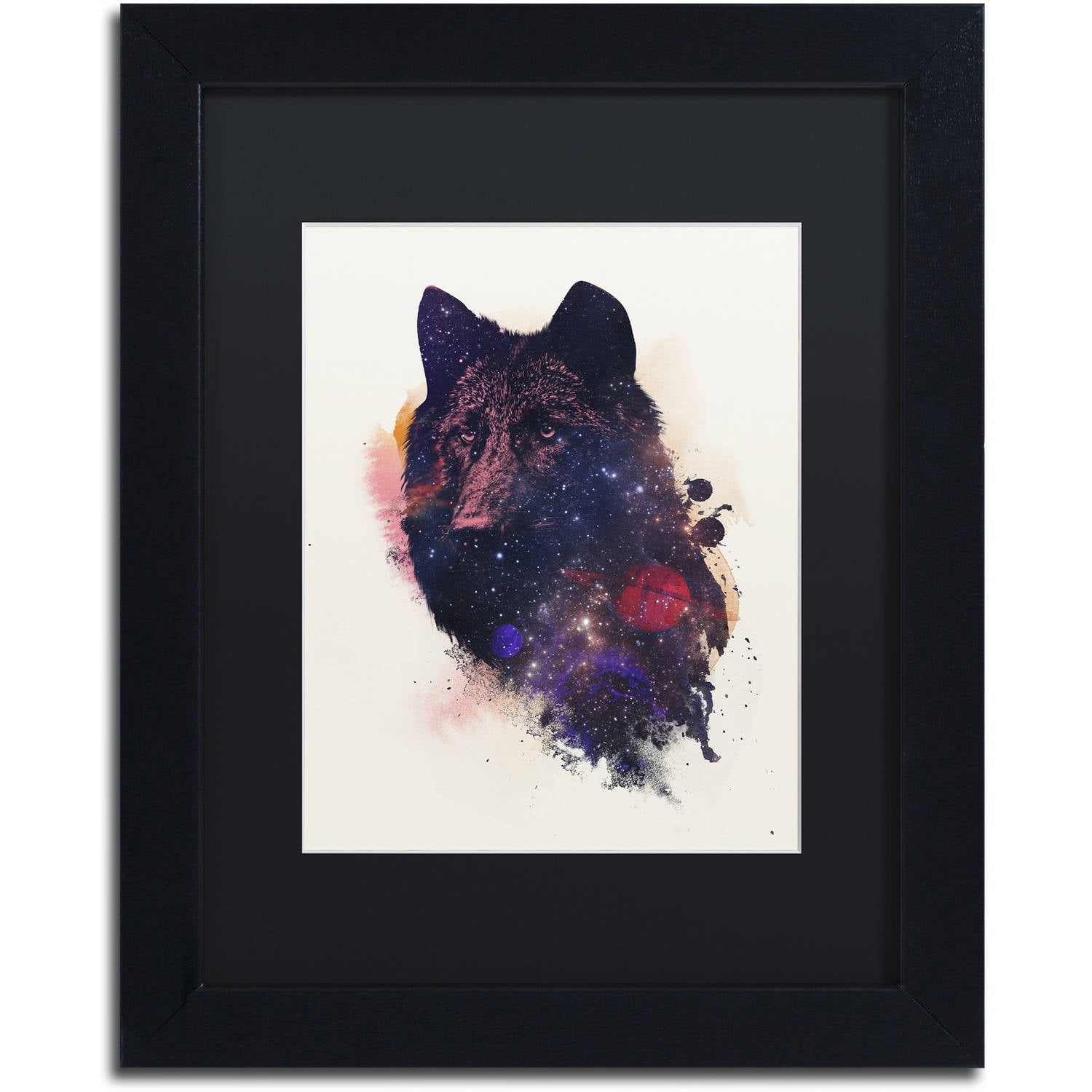 Trademark Fine Art 'Universal Wolf' Canvas Art by Robert Farkas, Black Matte, Black Frame