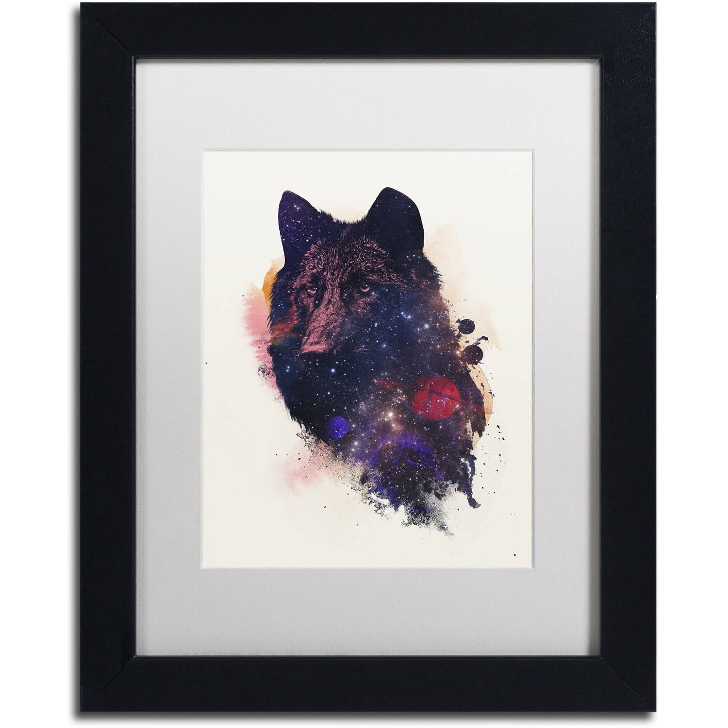 Trademark Fine Art 'Universal Wolf' Canvas Art by Robert Farkas, White Matte, Black Frame