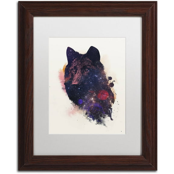 Trademark Fine Art 'Universal Wolf' Canvas Art by Robert Farkas, White Matte, Wood Frame