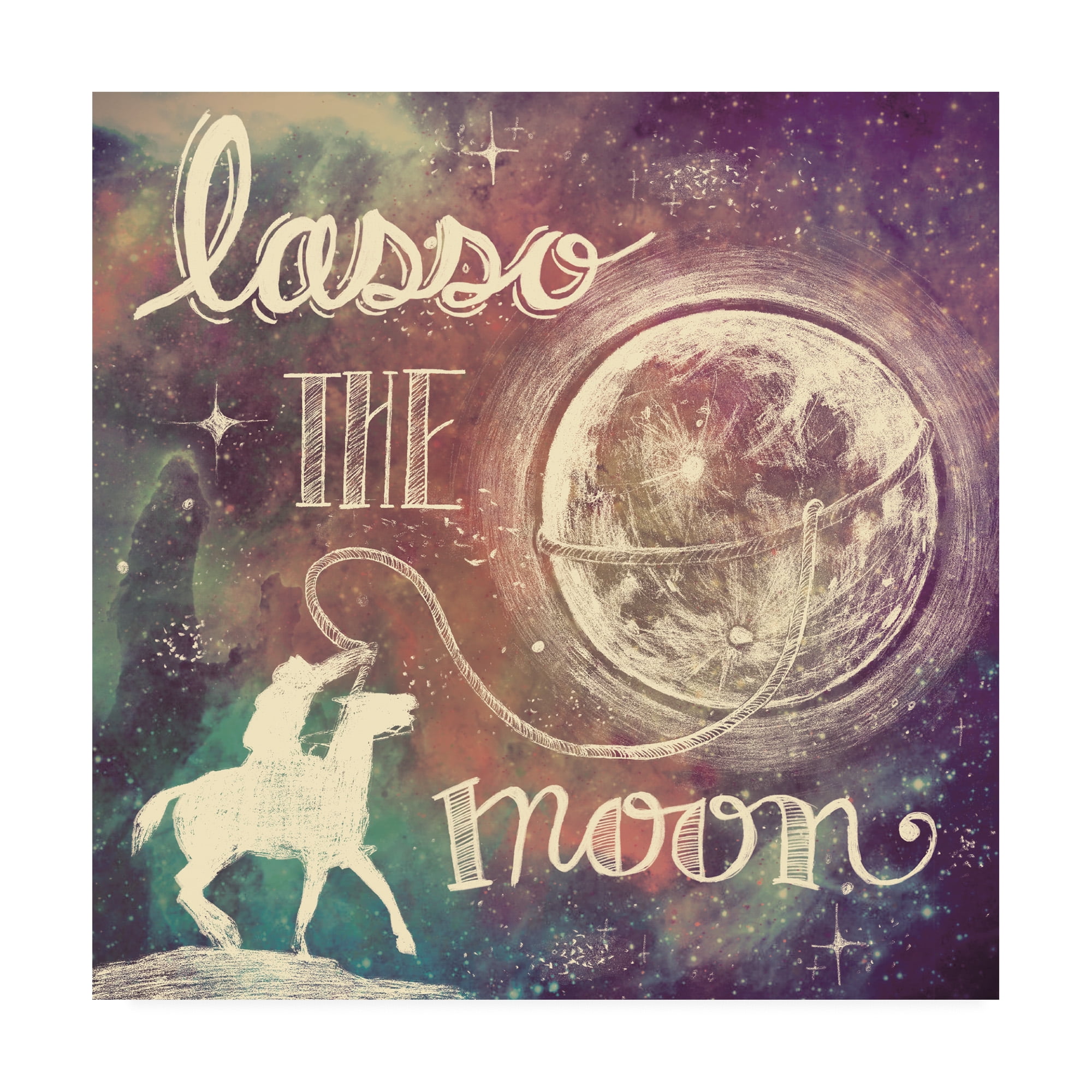 Trademark Fine Art 'Universe Galaxy Lasso the Moon' Canvas Art by Mary Urban