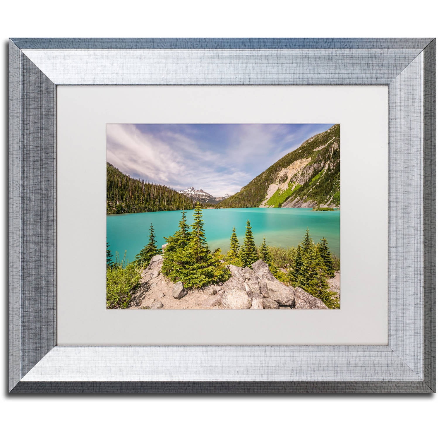 Trademark Fine Art 'Upper Joffre Lake' Canvas Art by Pierre Leclerc, White Matte, Silver Frame