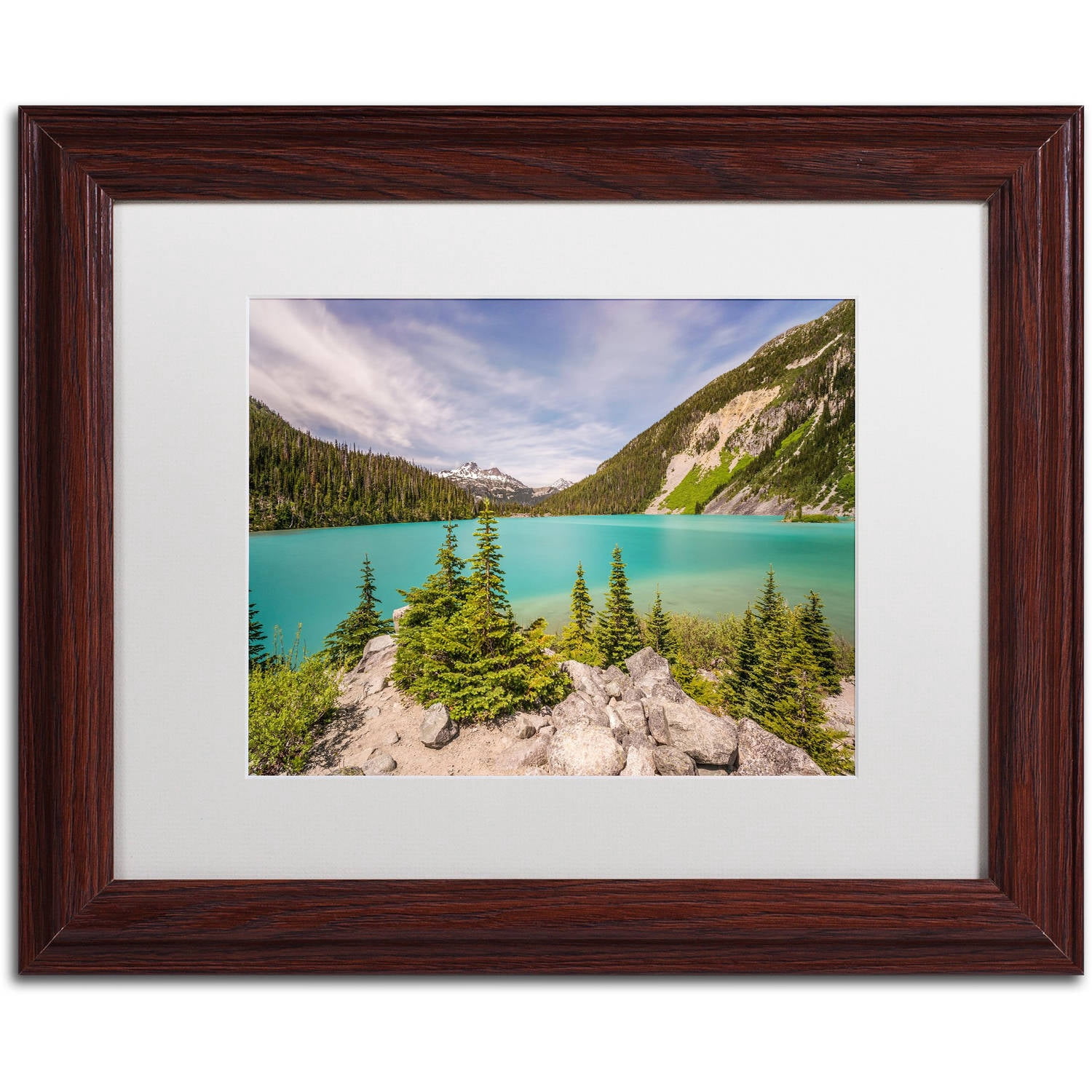 Trademark Fine Art 'Upper Joffre Lake' Canvas Art by Pierre Leclerc, White Matte, Wood Frame