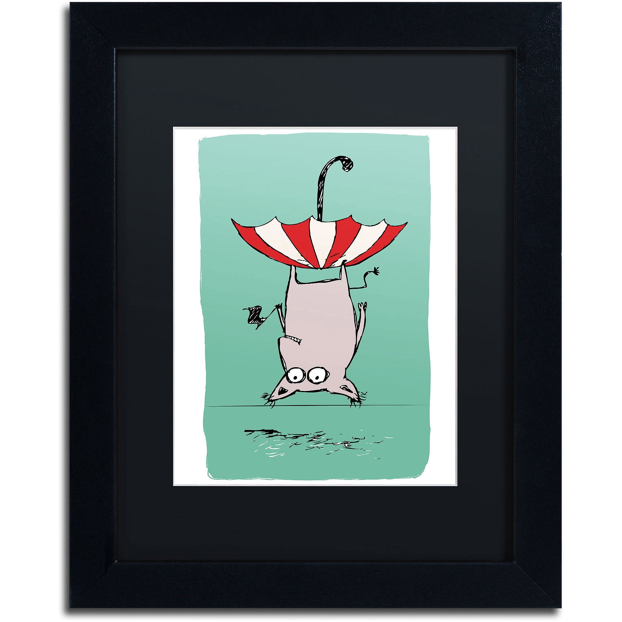 Trademark Fine Art "Upside Down Animal" Canvas Art by Carla Martell, Black Matte, Black Frame