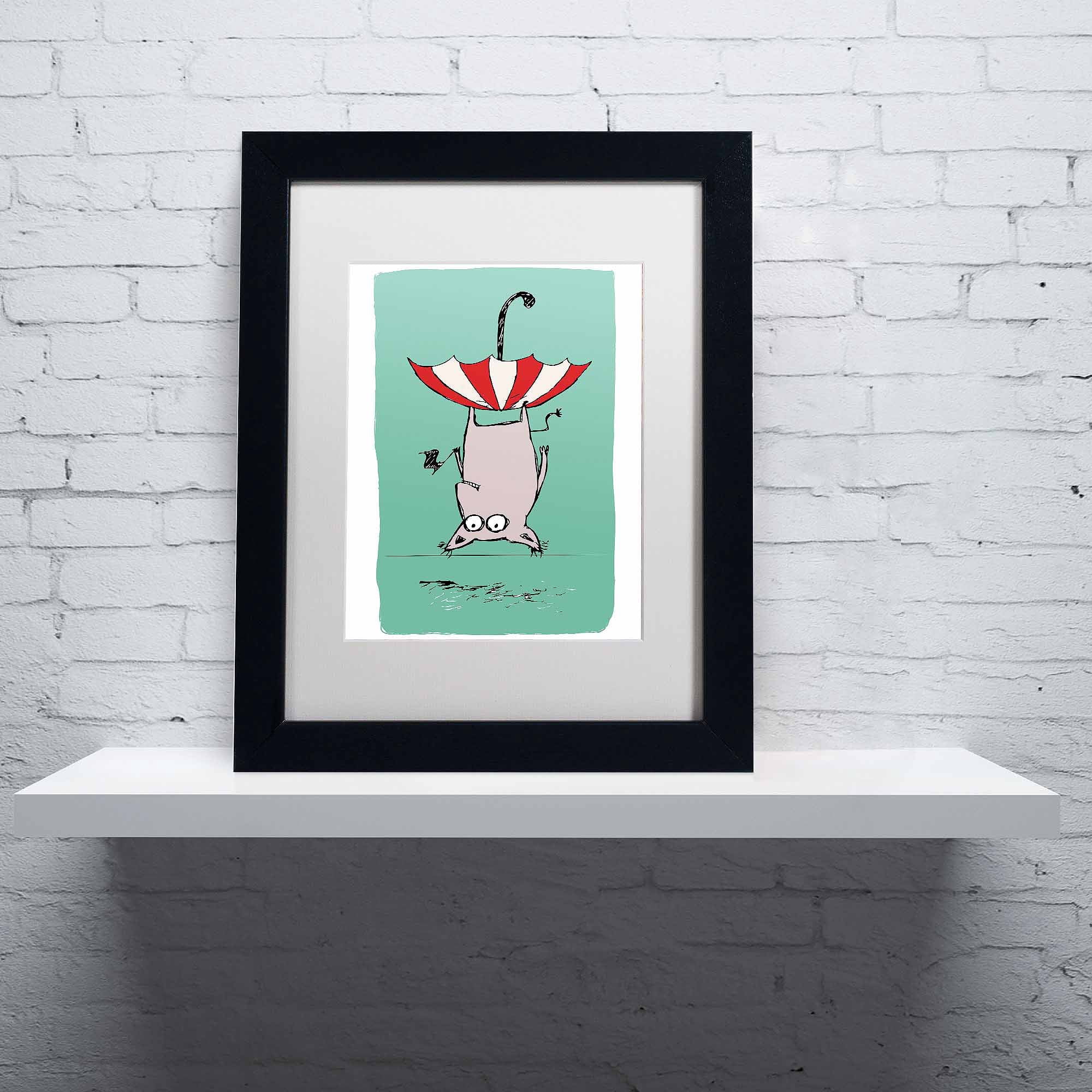 Trademark Fine Art "Upside Down Animal" Canvas Art by Carla Martell, White Matte, Black Frame
