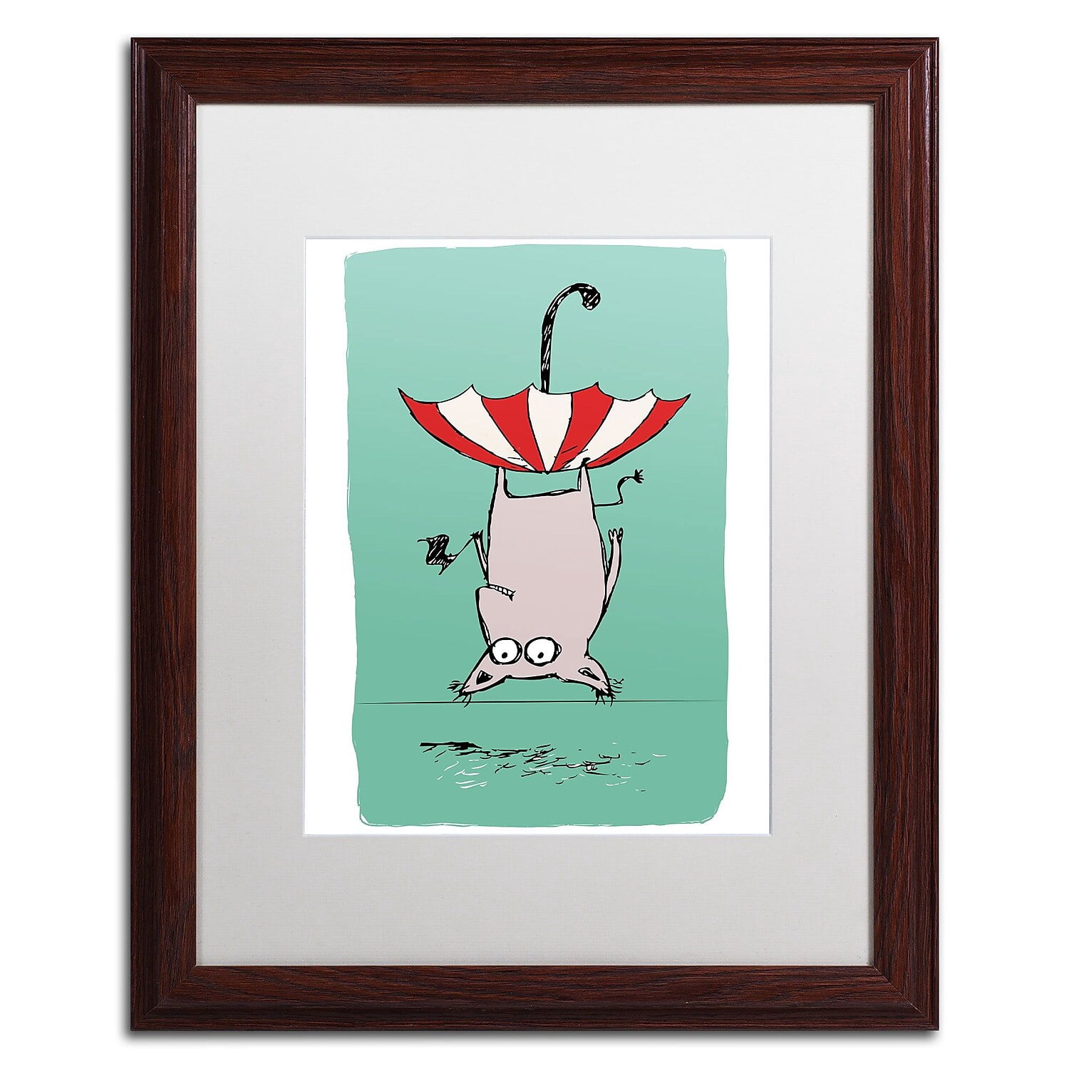 Trademark Fine Art "Upside Down Animal" Canvas Art by Carla Martell, White Matte, Wood Frame