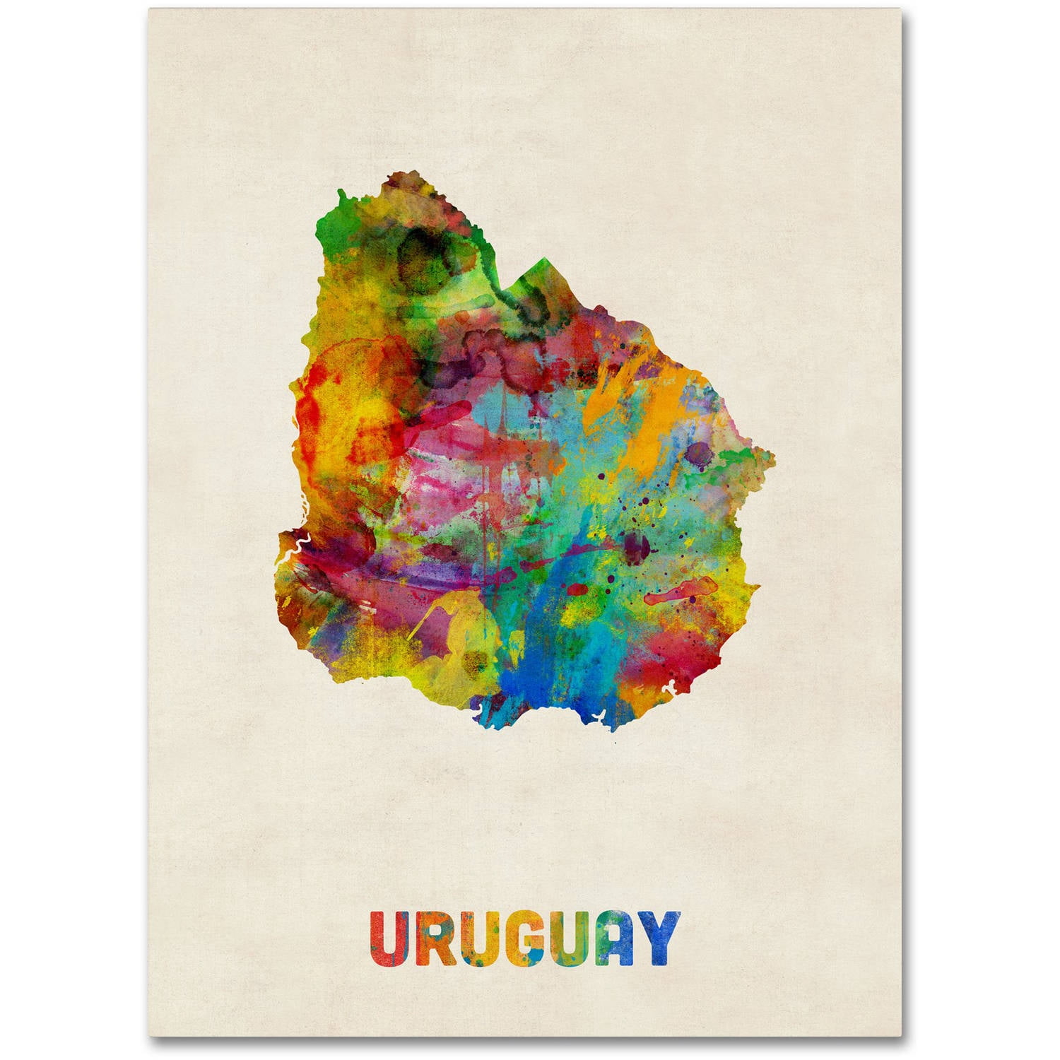Trademark Fine Art "Uruguay Watercolor Map" Canvas Art by Michael Tompsett