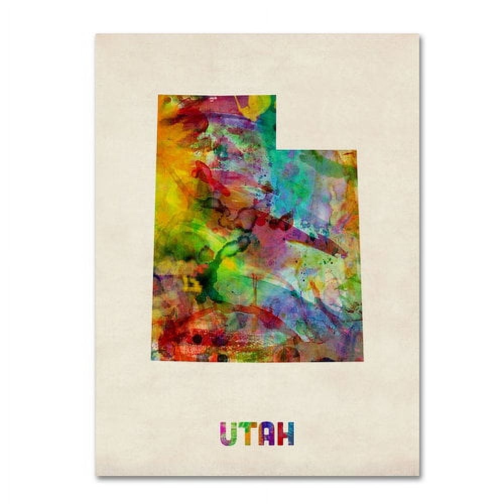 Trademark Fine Art "Utah Map" Canvas Wall Art by Michael Tompsett