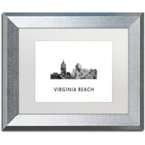 Trademark Fine Art 'VA Beach VA Skyline WB-BW' Canvas Art by Marlene Watson, White Matte, Silver Frame