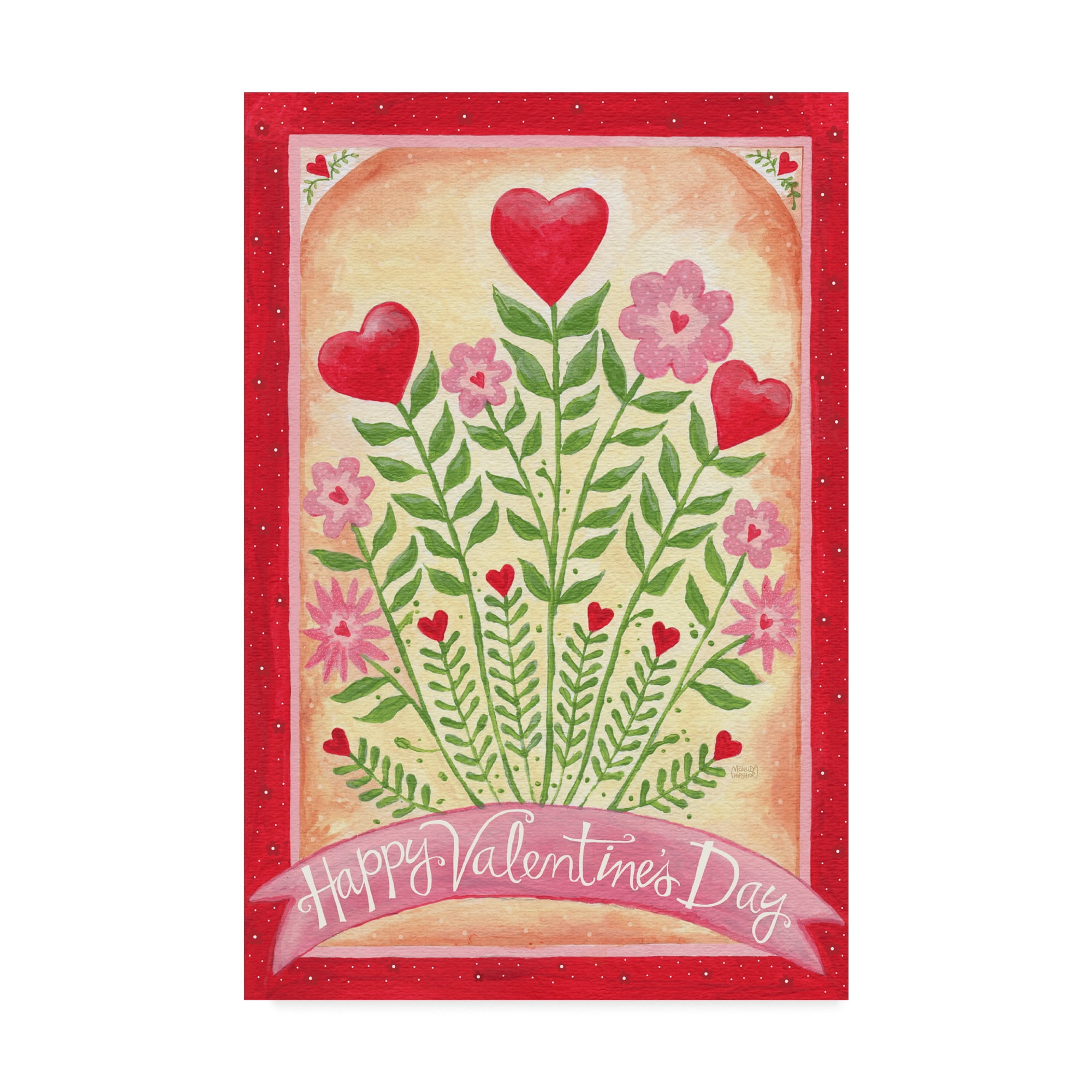 Trademark Fine Art 'Valentines Day Happy Flowers' Canvas Art by Melinda Hipsher