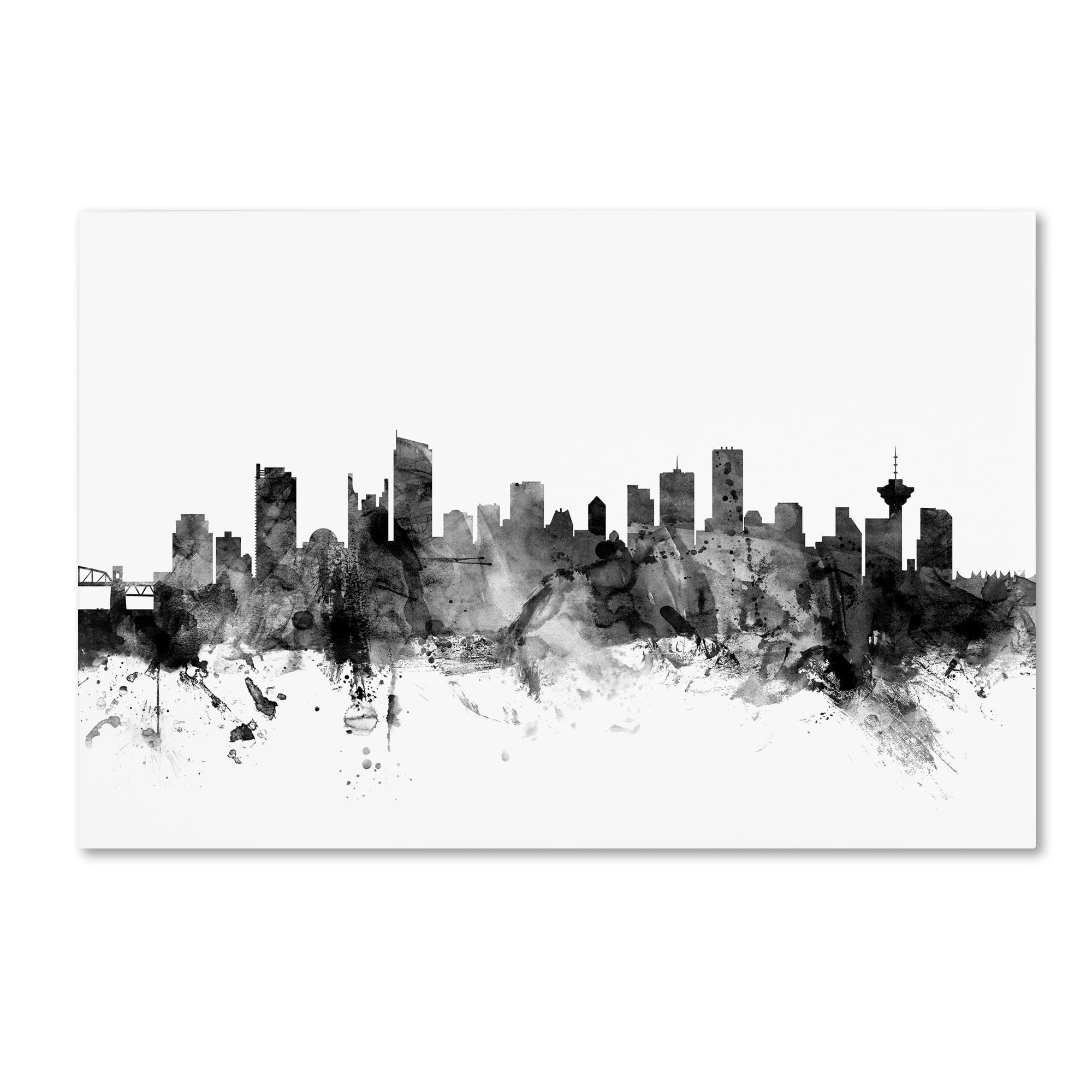 Trademark Fine Art "Vancouver Canada Skyline B&W" Canvas Art by Michael Tompsett