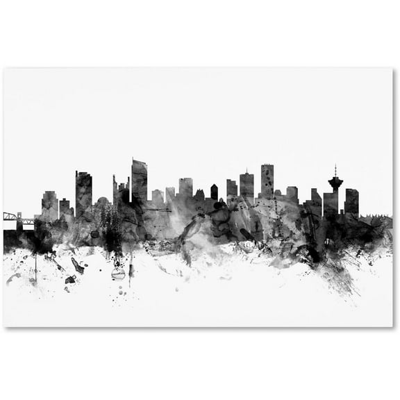 Trademark Fine Art "Vancouver Canada Skyline B&W" Canvas Art by Michael Tompsett