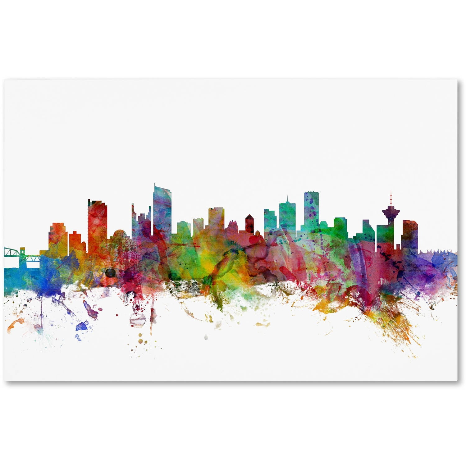 Trademark Fine Art "Vancouver Canada Skyline" Canvas Art by Michael Tompsett