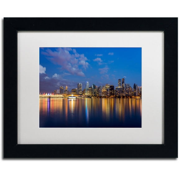 Trademark Fine Art 'Vancouver Twilight' Canvas Art by Pierre Leclerc, White Matte, Black Frame