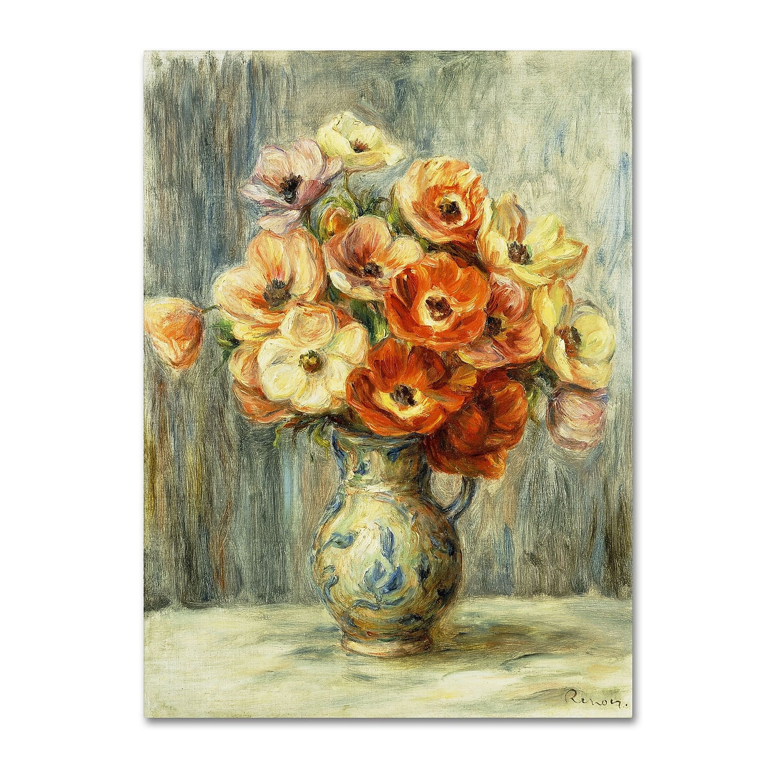 Trademark Fine Art "Vase d'Anemones" Canvas Art by Pierre-Auguste Renoir