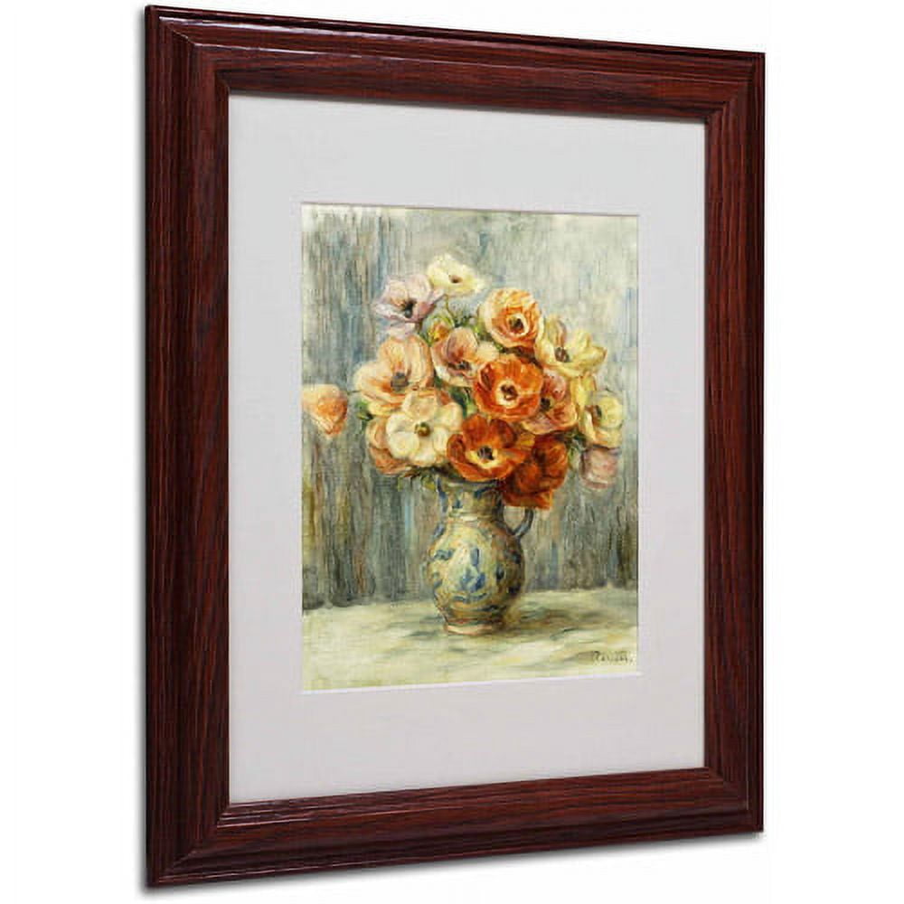 Trademark Fine Art "Vase d'Anemones" Canvas Art by Pierre Renoir, Wood Frame