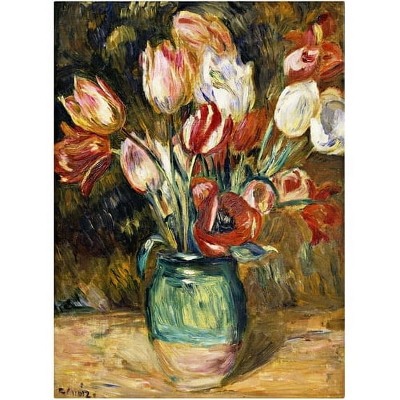 Trademark Fine Art "Vase de Fleurs" 1888-89 Canvas Art by Pierre-Auguste Renoir