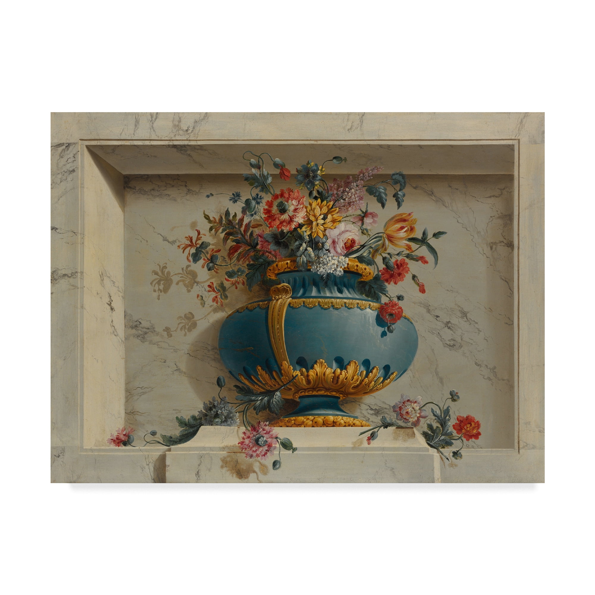 Ornate Blue and Gold Vase Still Life Canvas Art, 14 x 19