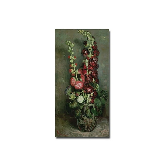 Trademark Fine Art "Vase of Hollyhocks 1886" Canvas Wall Art by Vincent van Gogh