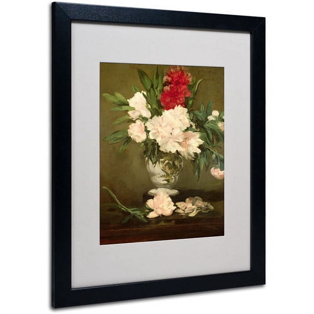 Trademark Fine Art 'Vase of Peonies, 1864' Matted Framed Art by Edouard Manet