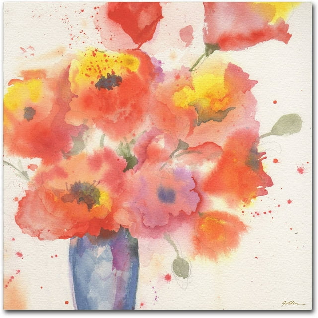 Trademark Fine Art "Vase of Poppies 5" Canvas Art by Sheila Golden