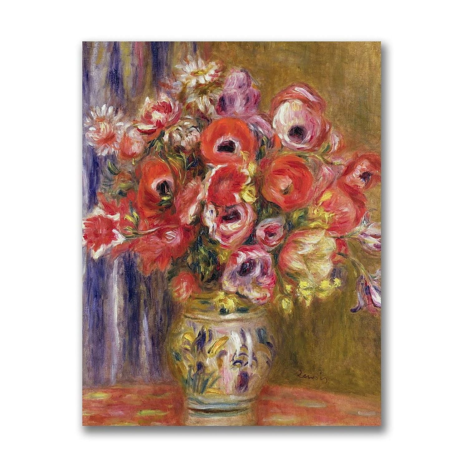 Trademark Fine Art "Vase of Tulips and Anemones" Canvas Wall Art by Pierre Renoir