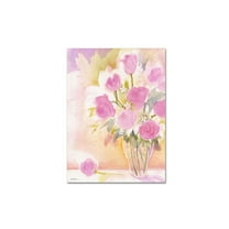 Trademark Fine Art "Vase with Pink Roses" Canvas Art by Sheila Golden