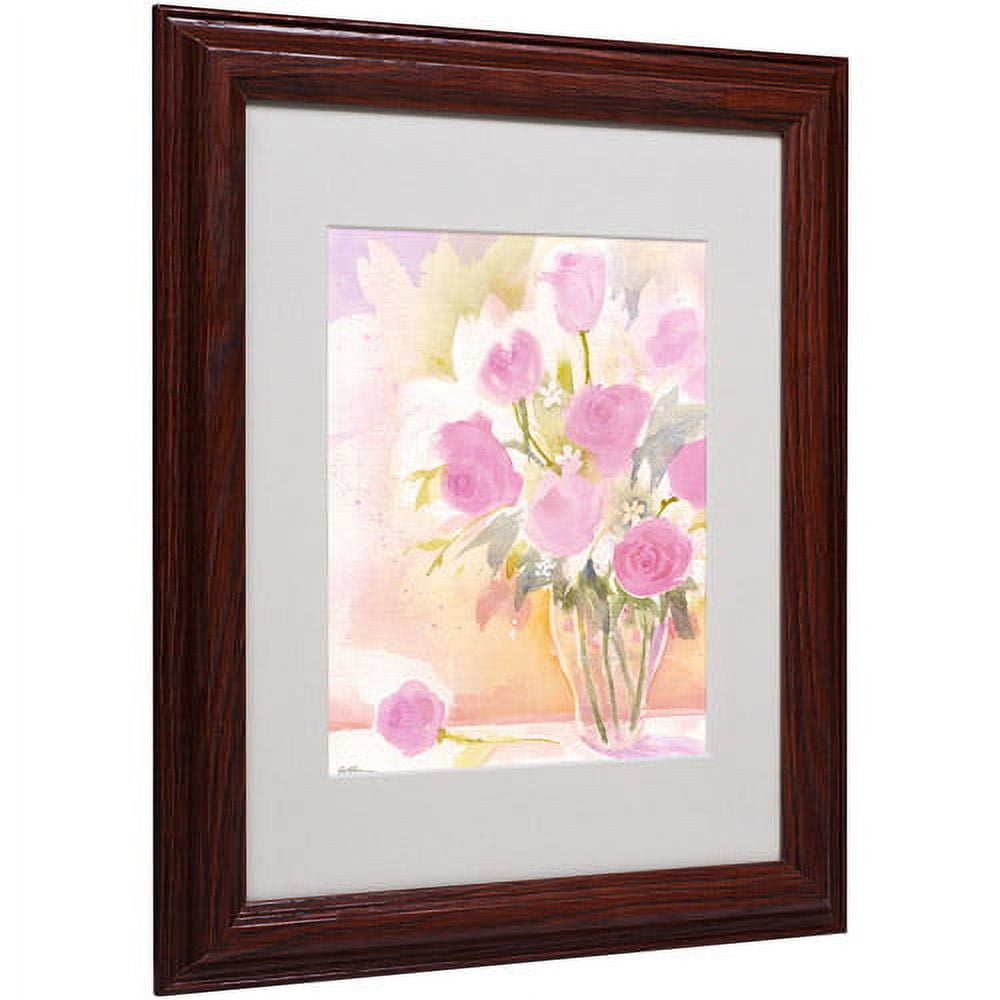 Trademark Fine Art "Vase with Pink Roses" Matted Framed Art by Sheila Golden