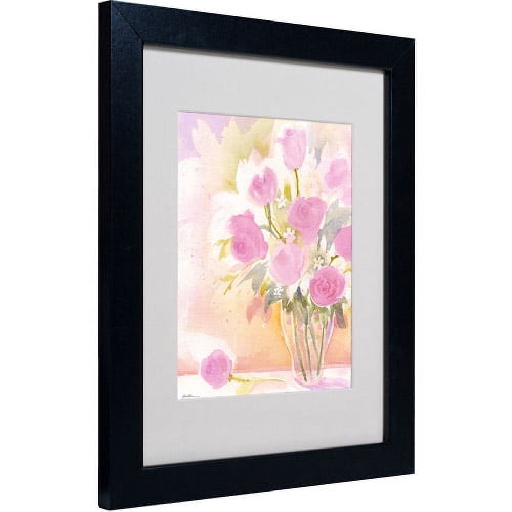 Trademark Fine Art "Vase with Pink Roses" Matted Framed Art by Sheila Golden
