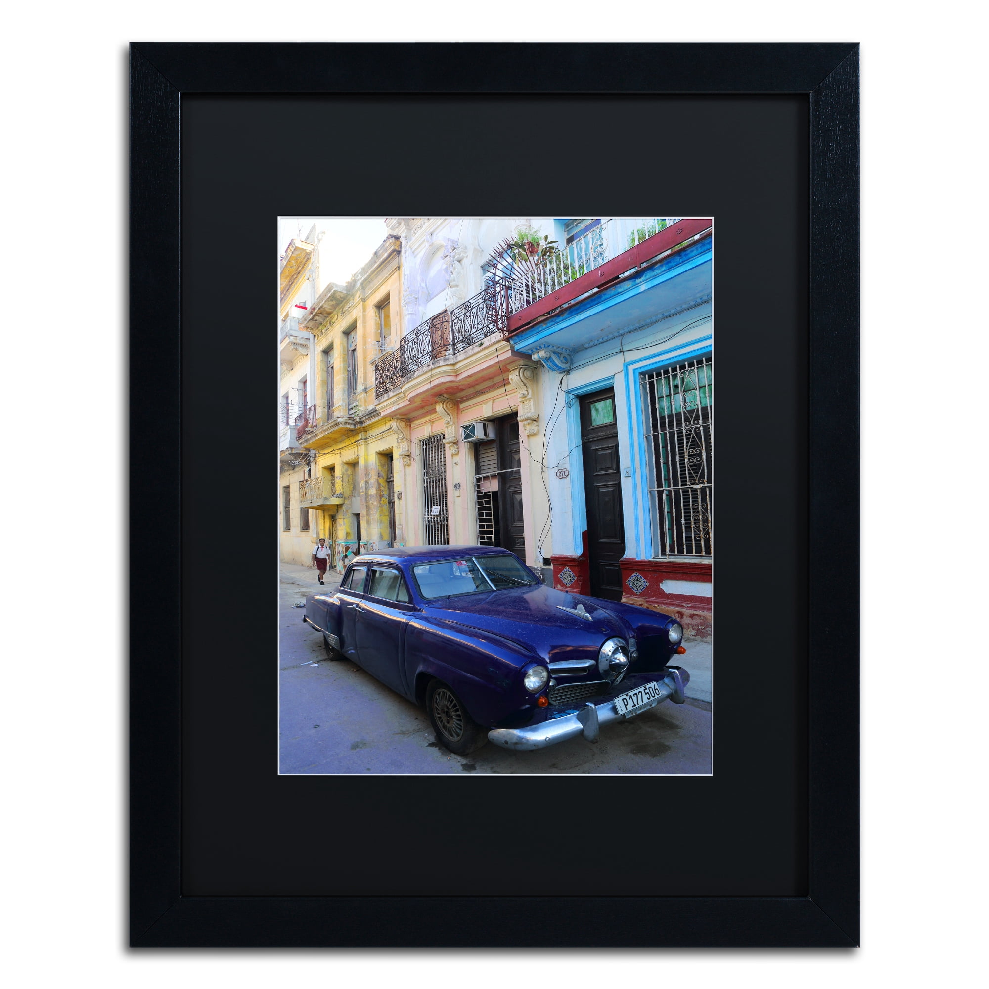 Trademark Fine Art 'Vatage Blue Studebaker in Havana' Black Framed Art by Masters Fine Art