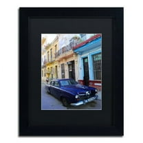 Trademark Fine Art 'Vatage Blue Studebaker in Havana' Canvas Art by Masters Fine Art, Black Matte, Black Frame