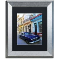 Trademark Fine Art 'Vatage Blue Studebaker in Havana' Canvas Art by Masters Fine Art, Black Matte, Silver Frame