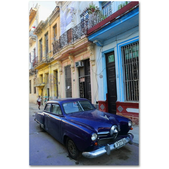 Trademark Fine Art 'Vatage Blue Studebaker in Havana' Canvas Art by Masters Fine Art