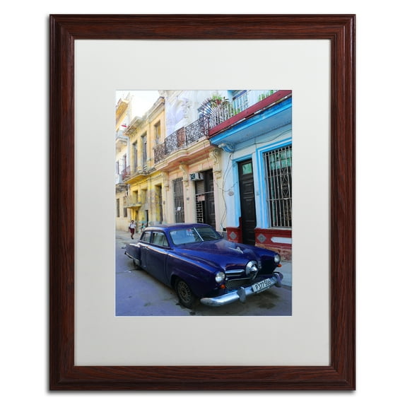 Trademark Fine Art 'Vatage Blue Studebaker in Havana' Matted Framed Art by Masters Fine Art