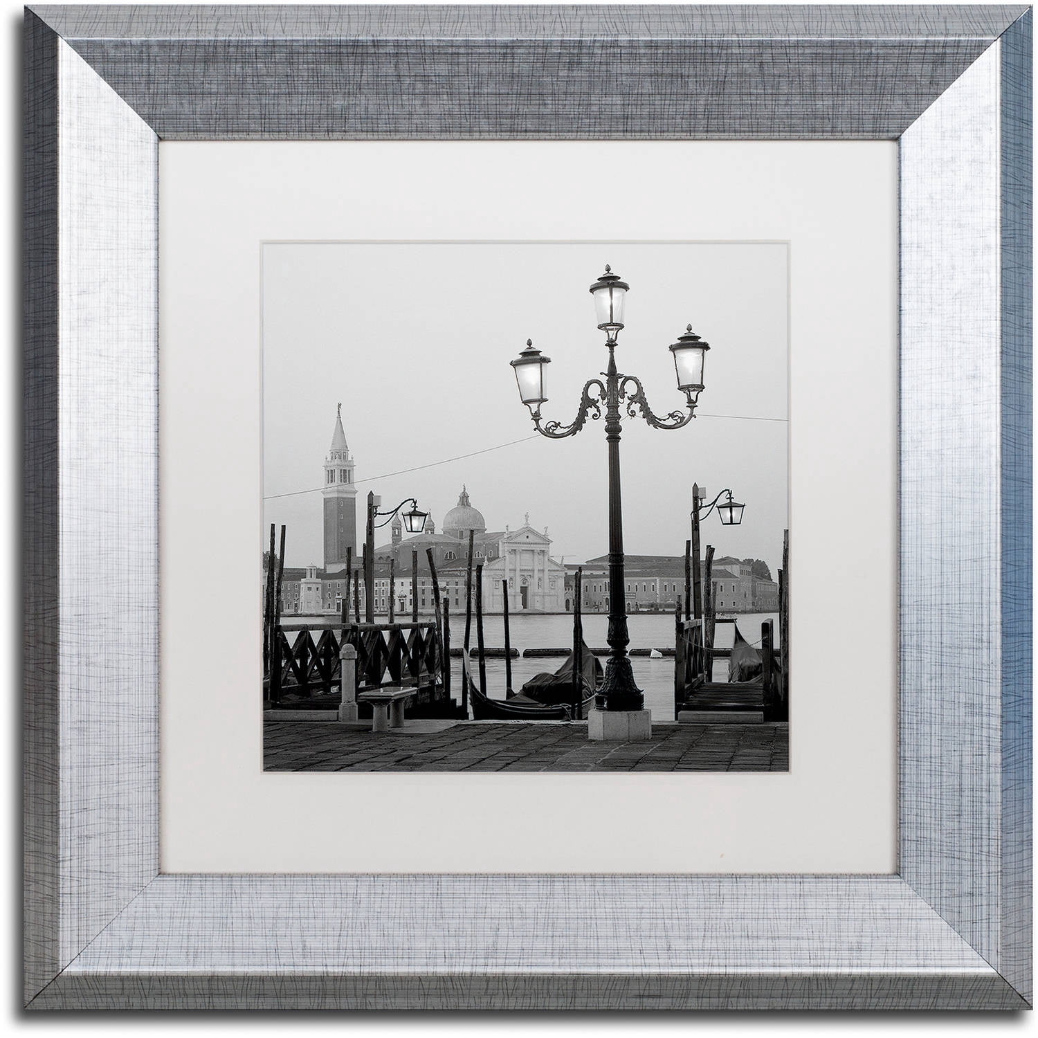 Trademark Fine Art "Venezia IV" Canvas Art by Alan Blaustein, White Matte, Silver Frame