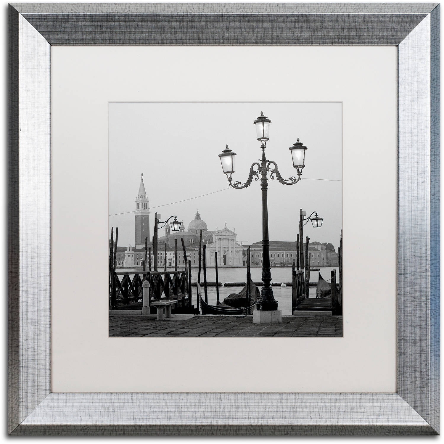 Trademark Fine Art "Venezia IV" Canvas Art by Alan Blaustein, White Matte, Silver Frame