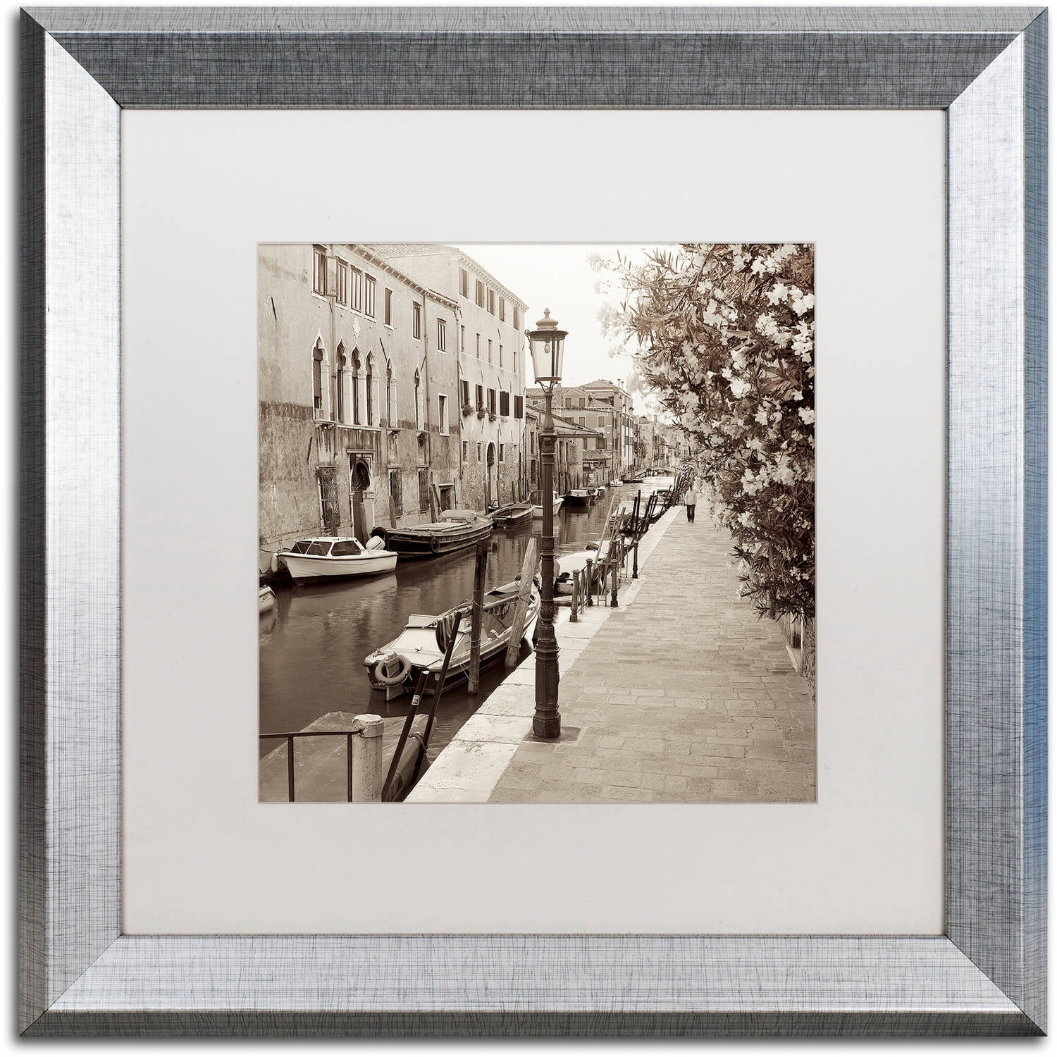 Trademark Fine Art "Venezia VII" Canvas Art by Alan Blaustein, White Matte, Silver Frame