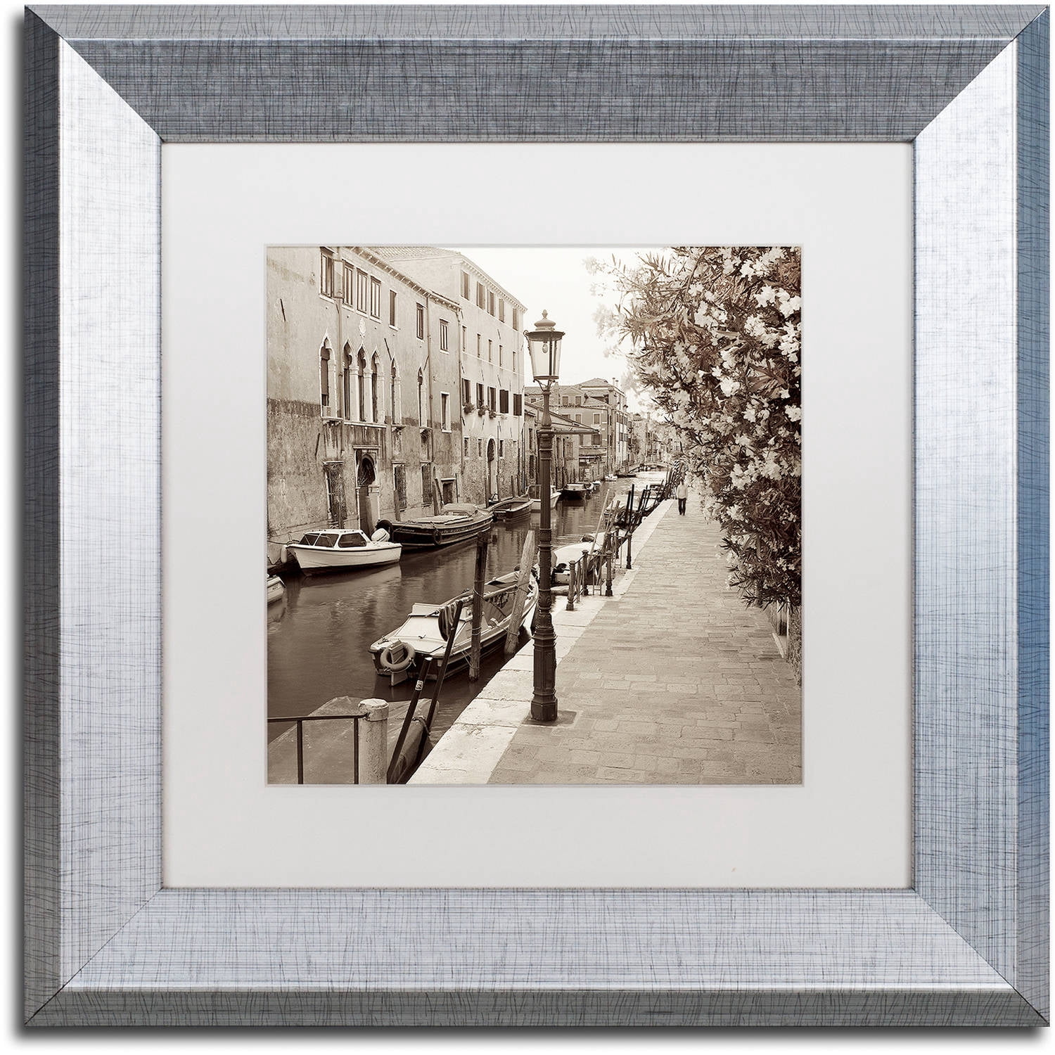 Trademark Fine Art "Venezia VII" Canvas Art by Alan Blaustein, White Matte, Silver Frame